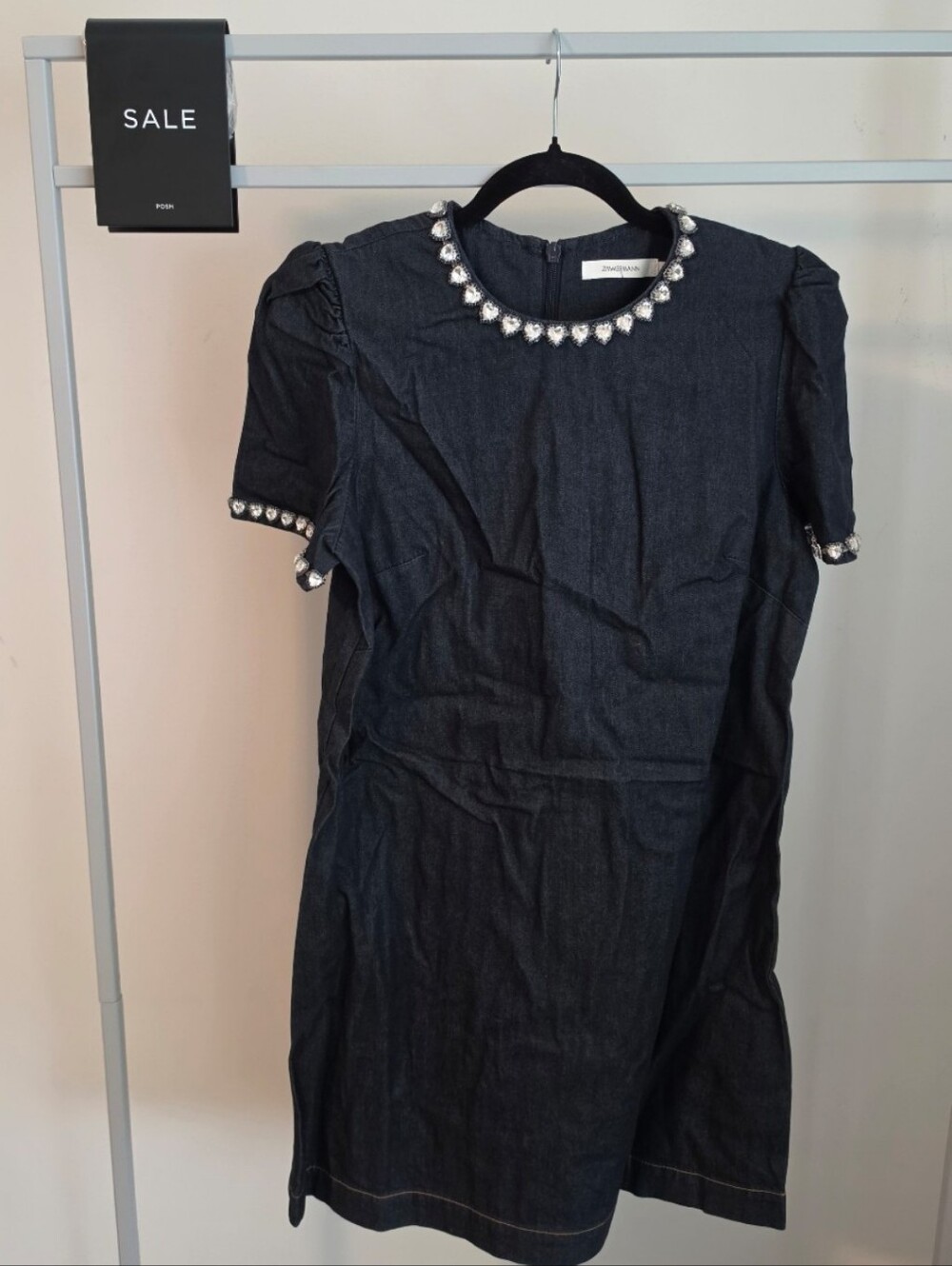 Zimmermann Women's Blue Embellished Deearl-Trim Dress Size S/ 1 - Picture 10 of 12